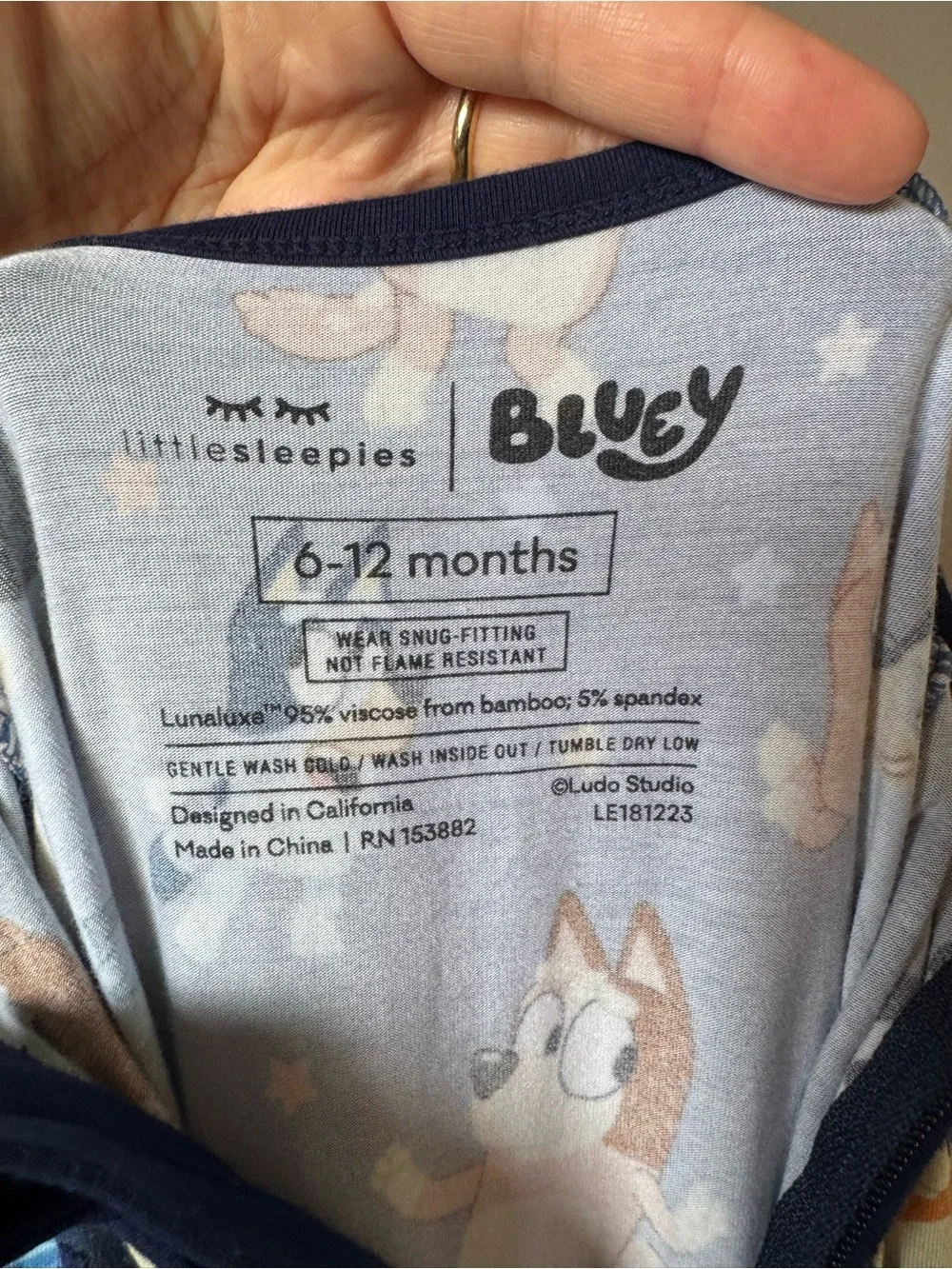 Little Sleepies x Bluey Bamboo Long Sleeve‎ Zippy Sleeper Pajama 6-12 months